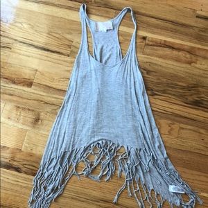 Gray crop top with tassels